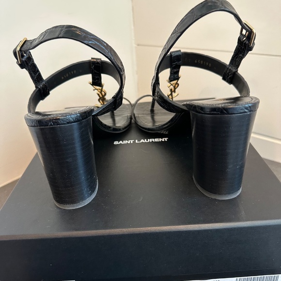 YSL Cassandra Blocked Heel Sandals Crocodile Embossed Leather 75 - Picture 4 of 8